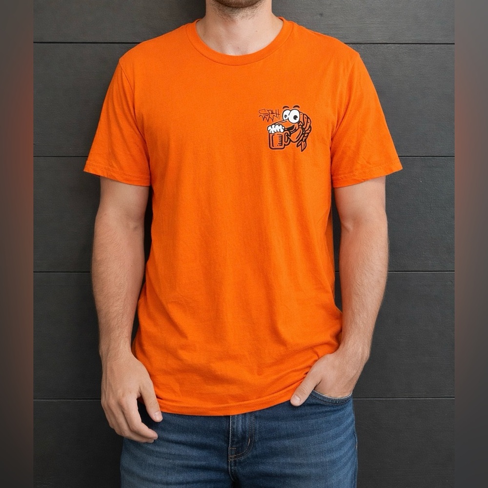 SPY Spyoptic.com Shrimp Orange Graphic Tee Unisex T-Shirt Adult Sz M EUC